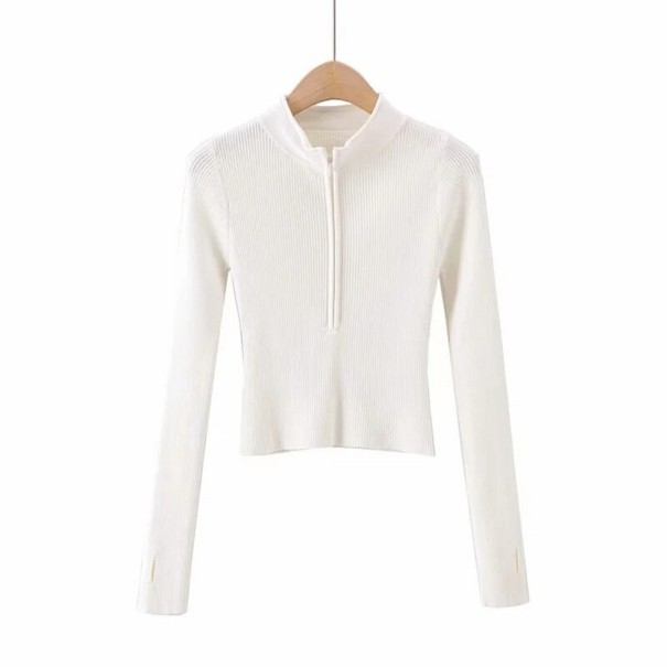 Suéter de mujer con cremallera G273 blanco S