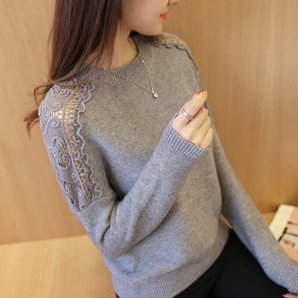 Suéter de mujer con encaje G419 gris Suéter de mujer con encaje G419 gris