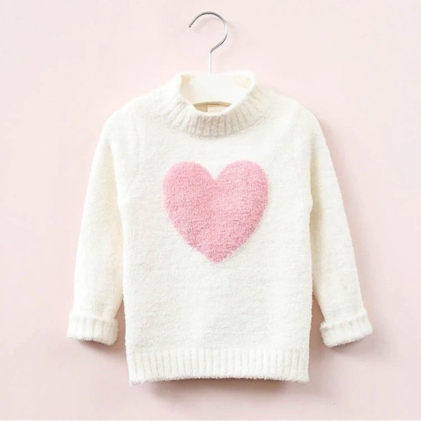 Suéter de niña con corazón L604 blanco 3