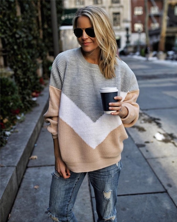 Suéter de punto para mujer G263 beige M