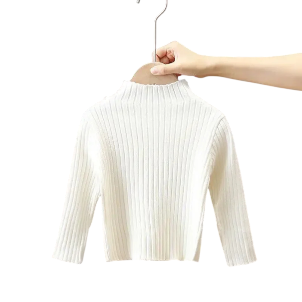 Suéter de punto para niños con cuello alto Algodón Viscosa Suéter de un solo color con mangas largas Top cálido de otoño e invierno para niños y niñas Bebés blanco 5 Suéter de punto para niños con cuello alto Algodón Viscosa Suéter de un solo color con mangas largas Top cálido de otoño e invierno para niños y niñas Bebés blanco 5