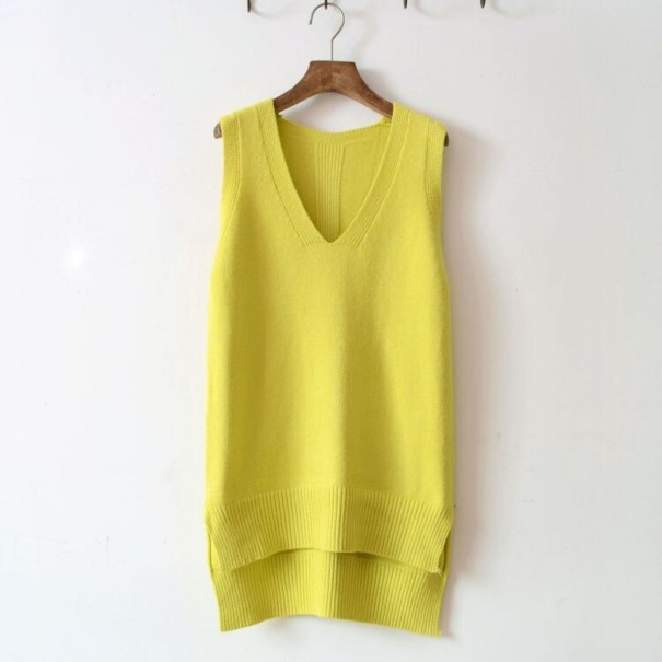 Suéter de punto sin mangas para mujer G394 amarillo Suéter de punto sin mangas para mujer G394 amarillo