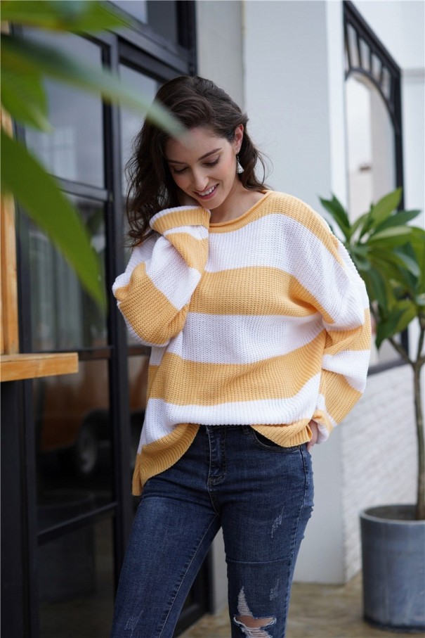 Suéter de rayas de mujer B49 amarillo M