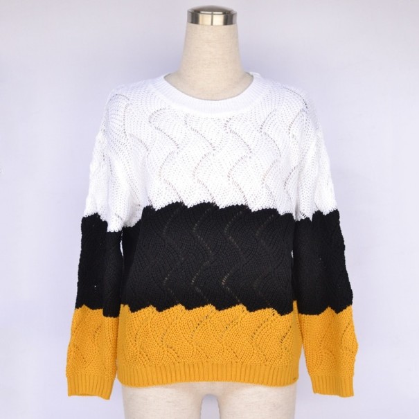 Suéter de rayas para mujer amarillo L