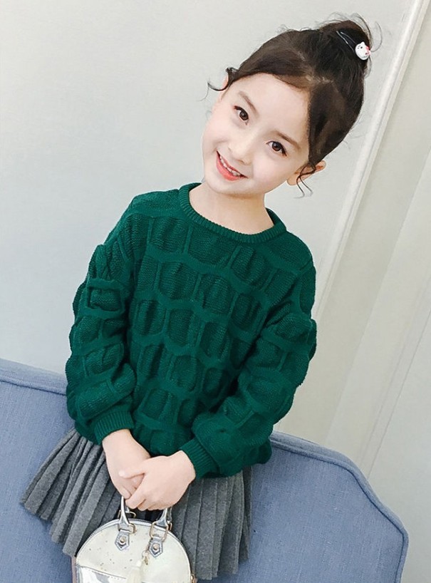 Suéter e saia para menina L1451 verde escuro 4