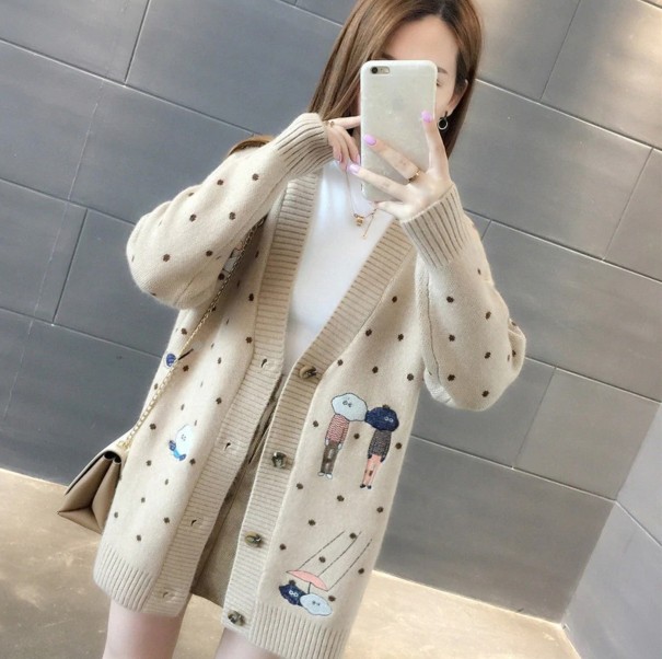 Suéter largo de mujer con botones A2339 crema