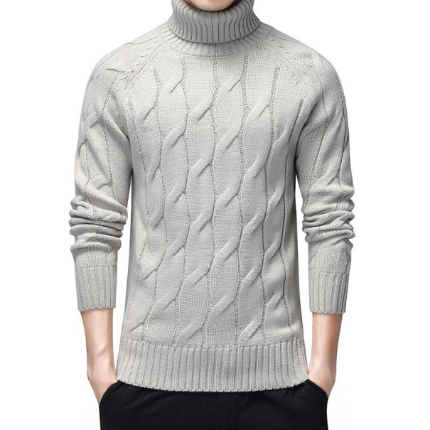 Suéter masculino com gola alta F213 cinzento claro XL
