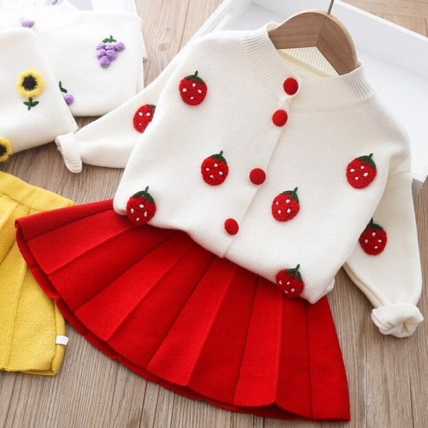 Suéter y falda de niña L1213 rojo 9-12 meses