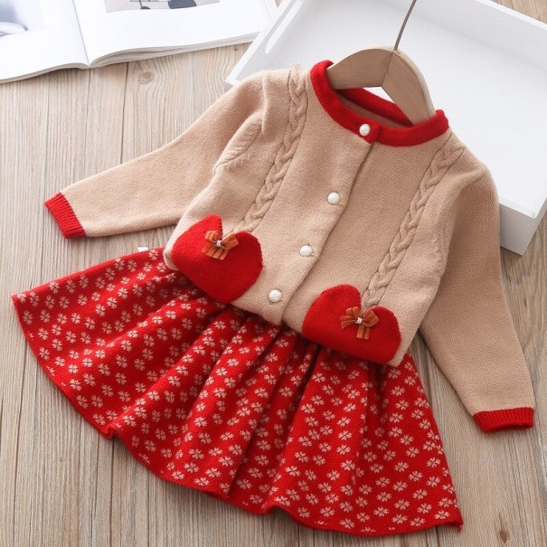 Suéter y falda de niña L1214 marrón claro 9-12 meses