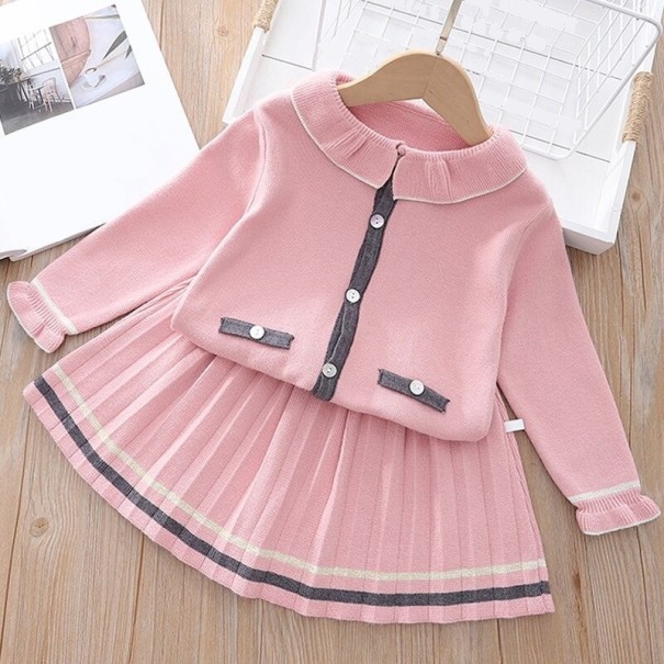 Suéter y falda de niña L1215 rosa 5