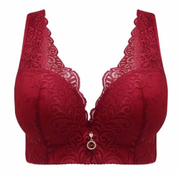 Sujetador de encaje floral para mujer en tallas grandes J2330 rojo 90D