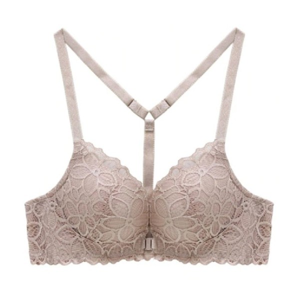 Sujetador de encaje para mujer con cierre frontal beige 75C
