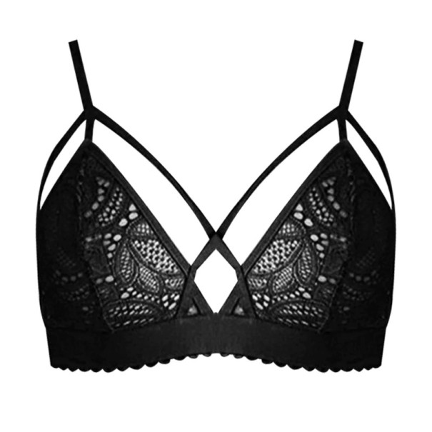 Sujetador de encaje sexy para mujer negro M