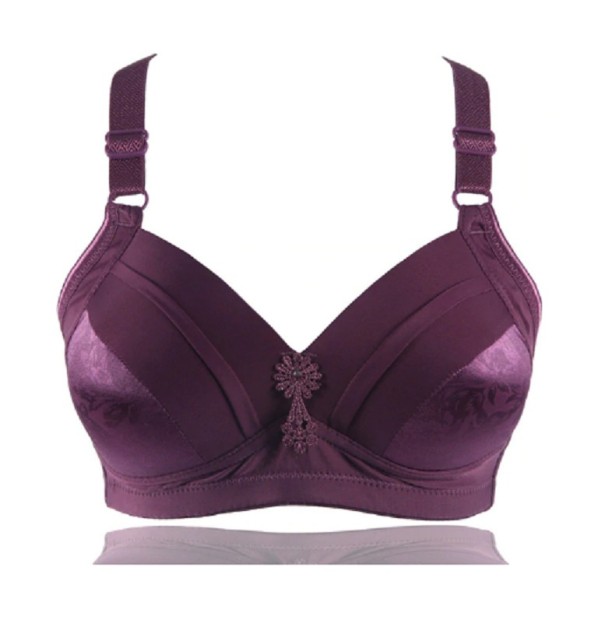 Sujetador de mujer con flor morado oscuro 85B