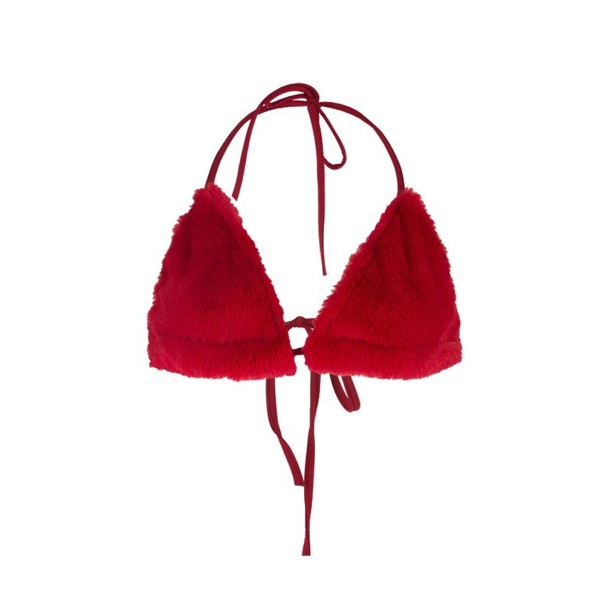 Sujetador peludo para mujer rojo A