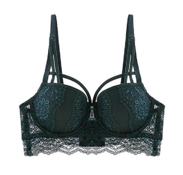 Sujetador push-up de mujer con encaje Cristal verde oscuro 75C