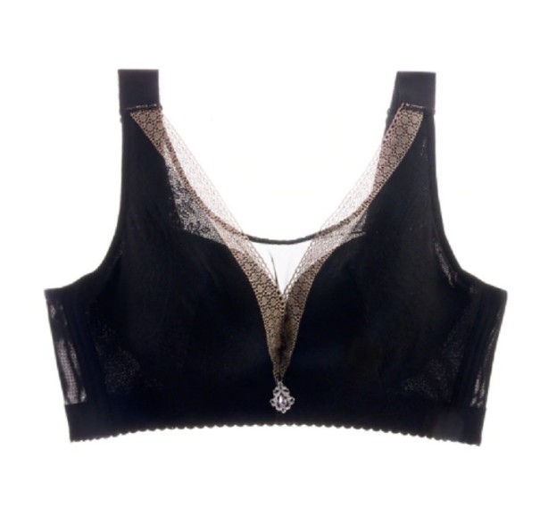 Sujetador sexy con relleno para mujer negro 105D