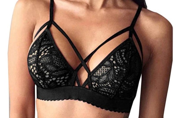 Sujetador sexy de encaje para mujer J1051 negro L