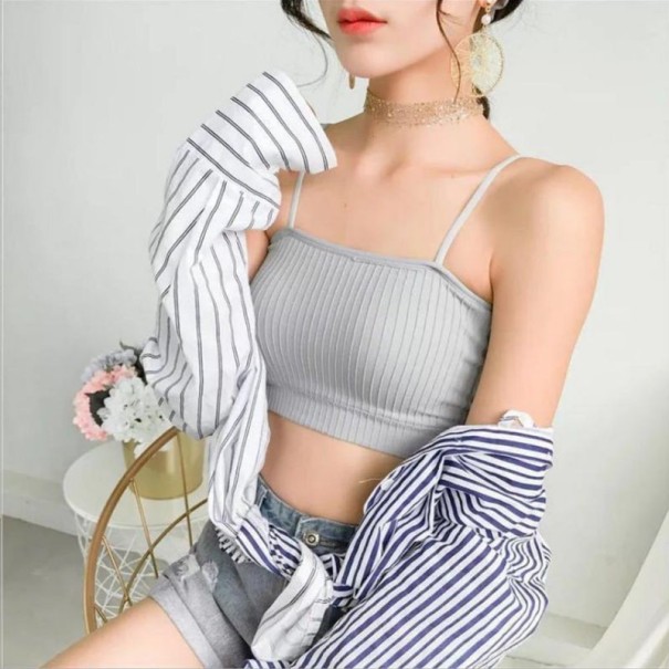 Sujetador tipo bralette de algodón para mujer gris