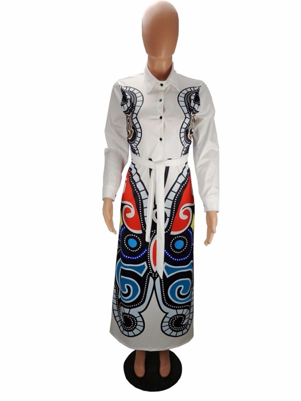 Sukienka koszulowa maxi biały XXL