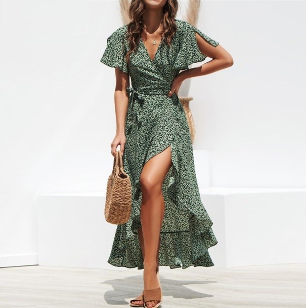 Sukienka plażowa maxi dla kobiet zielony M