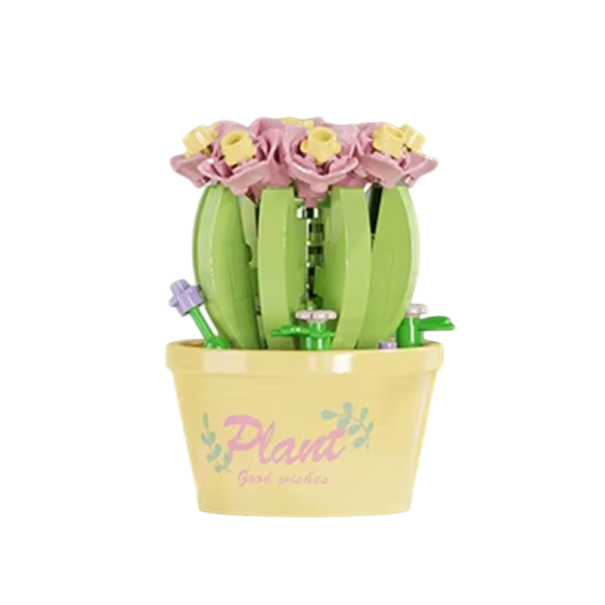 Sukulent Rosa Bloques de Construcción Flores 4 x 4 x 5.6 cm 87 piezas Mini Ladrillos Micro Maceta Decorativa para Crear Niños Adultos Decoración 1