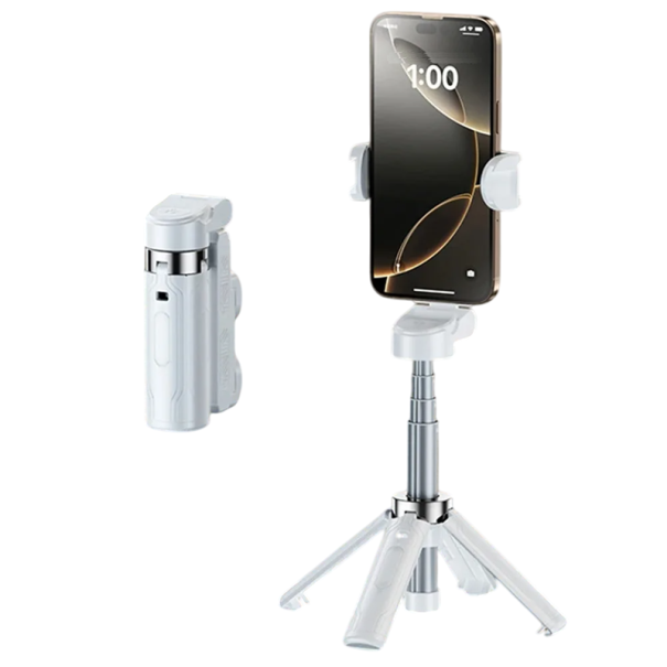 Super mini Bluetooth selfie-stang 110-400 mm Bærbar telefonholder 360° drejelig Fjernbetjening til fotooptagelse og livestreaming Ultralet stativ hvid