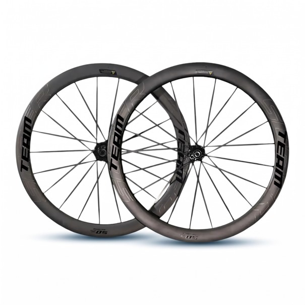 SUPERTEAM Carbon Wheels 700C Rim 50 mm Width 28 mm Axle 12 x 100 and 12 x 142 mm Tubeless SRAM XDR 12s Black For Disc Brakes 1