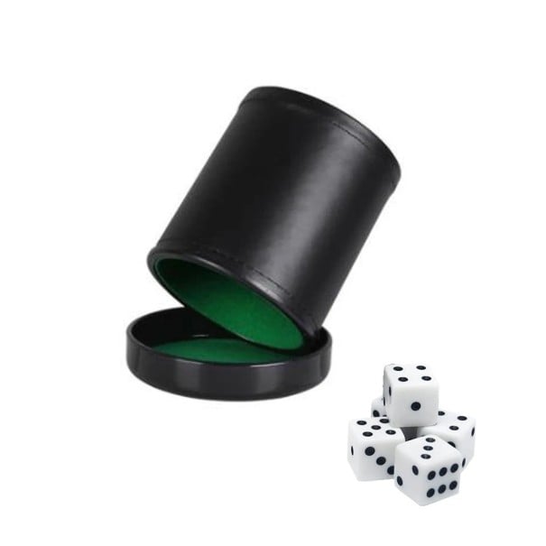 Suport cilindric pentru aruncarea zarurilor cu capac Set de 6 zaruri în tub Cupă pentru zaruri de călătorie pentru jocurile de poker Yahtzee verde