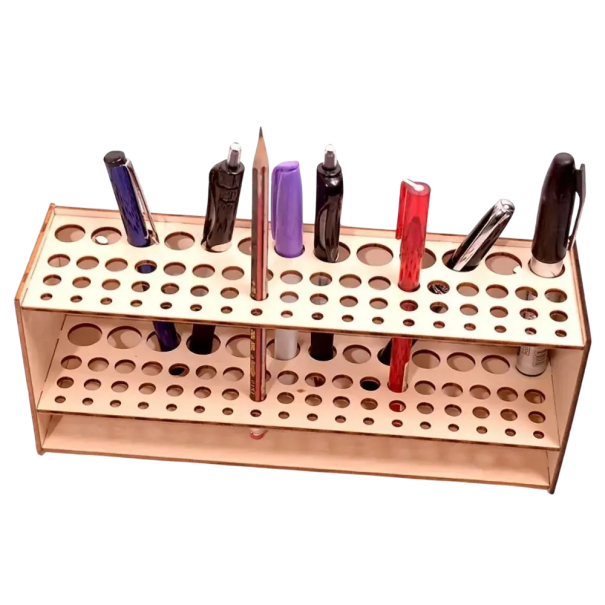 Suport din lemn pentru pensule și creioane 25x10x7 cm Organizator cu 67 compartimente Cutie elegantă de depozitare pentru masă pentru artiști Echipament pentru desen și creație 1