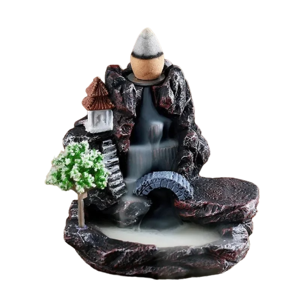 Suport franciscan pentru con de tămâie Decor pentru casă Fum Cascada Pod Stâncă Lampă cu aromă Spate Fum Fum lichid Tămâie 7 x 8.5 x 5.8cm 1