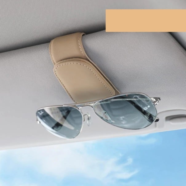 Suport magnetic pentru ochelari de mașină 10 x 4,5 cm cu clips pentru parasolar protecție împotriva zgârieturilor montare universală bej