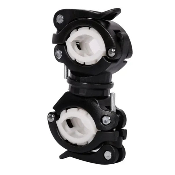 Suport multifuncțional pentru lumină de bicicletă, rotativ la 360°, pentru tuburi de 1,8-3,8 cm, suport universal rotativ pentru lumină alb