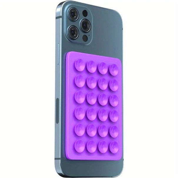 Suport pentru telefon cu ventuză din silicon 8 x 5,5 cm Suport de perete cu o singură față anti-alunecare Suport autoadeziv pentru telefon mobil Home Office Car violet