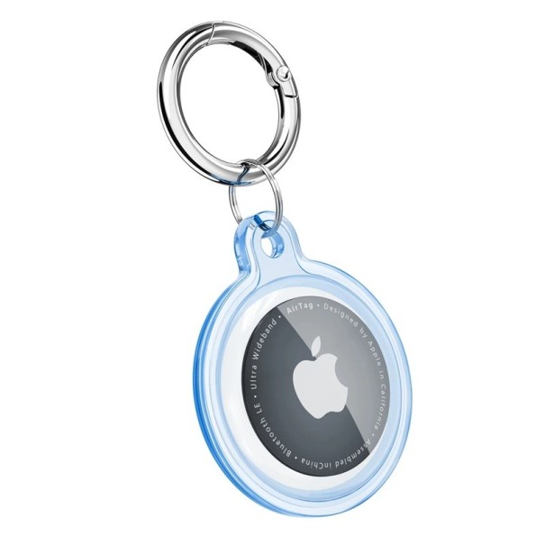 Suport transparent TPU rezistent la apă pentru chei și zgardă cu protecție împotriva pierderii pentru Apple AirTag câine pisică animal albastru