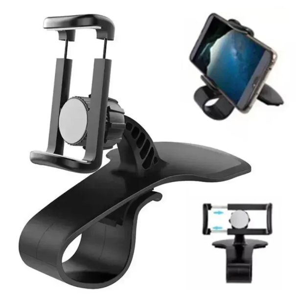 Suport universal pentru telefon auto cu clemă, rotativ la 360°, pentru bord și oglinda retrovizoare, compatibil cu majoritatea telefoanelor mobile 1