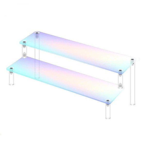 Suporte acrílico 2 níveis 40 × 8 × 14 × 10 cm organizador rosa para figuras perfumes joias prateleira para exibição de itens colecionáveis 1