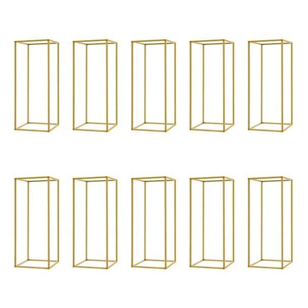 Suporte de flores para casamento Estrutura metálica desmontável Conjunto 10 unidades 24 x 24 x 60 cm Perfil 10 mm Dourado Para casamento festa 1