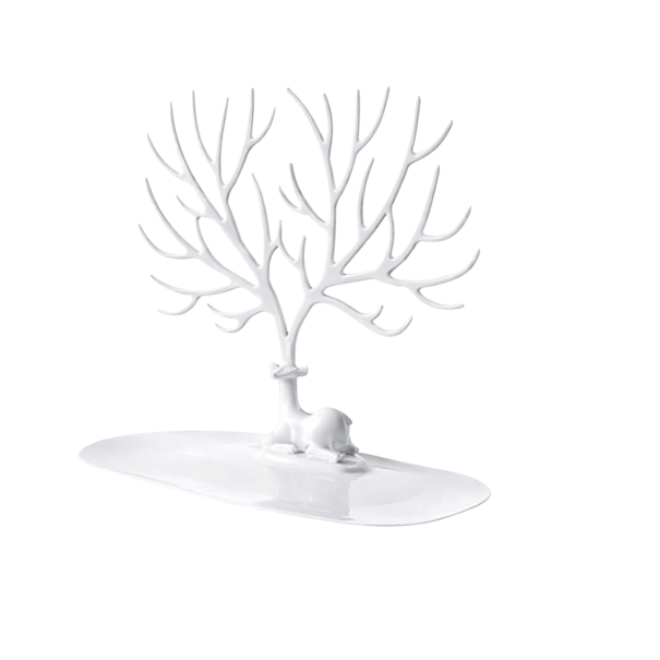 Suporte de Jóias em Acrílico Branco em Forma de Árvore 21,5 cm de altura 24,3 cm de comprimento 14,5 cm de largura organizador de mesa para pulseiras e colares 1
