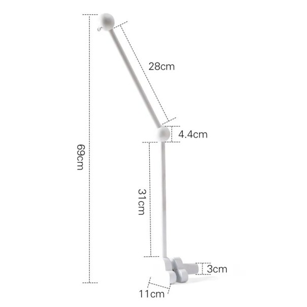 Suporte de madeira para brinquedos suspensos, para fixar atrás do berço, altura 69 cm, ideal para pendurar brinquedos e decorações com segurança branco