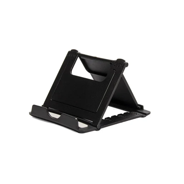 Suporte de mesa dobrável para telemóvel 8,2 x 7 cm Ângulo ajustável Apoio para telefone Suporte compacto para mesa Escritório em casa preto