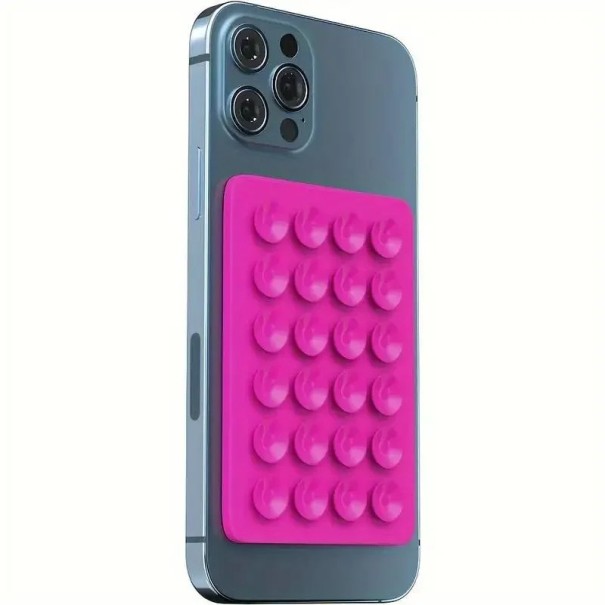 Suporte de telefone com ventosa de silicone 8 x 5,5 cm Antiderrapante de um lado Suporte de parede adesivo para telemóvel Casa Escritório Automóvel rosa