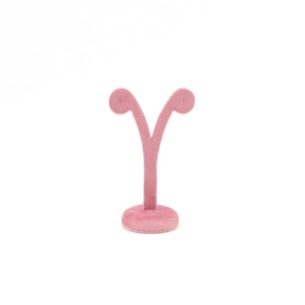 Suporte de veludo para brincos em forma de Y 12,5 × 5 cm suporte de veludo rosa para joias suporte de mesa para exibição de brincos 1