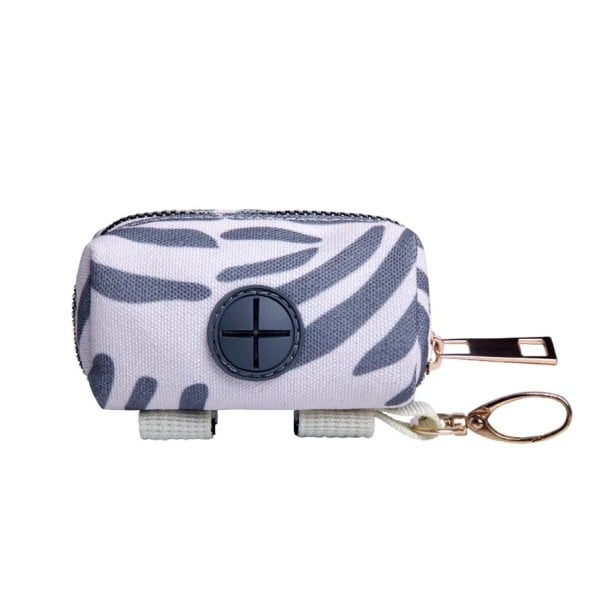 Suporte de viagem ajustável para dejetos de cães 9,5x5x5 cm Dispensador de sacos para fezes em poliéster com mosquetão Padrão cinza para animais 1
