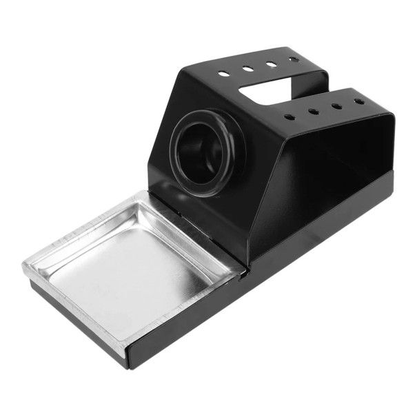Suporte metálico universal para ferro de soldar com prato de apoio e suporte para ponta Compatível com a maioria dos tipos de ferros de soldar 1