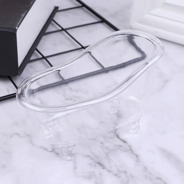 Suporte para cosméticos e jóias em forma de banheira transparente