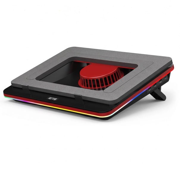 Suporte para notebook V2 13 a 17,3 polegadas com iluminação RGB, hub USB e ventilador 5000 rpm preto com faixa vermelha para notebooks de jogos 1
