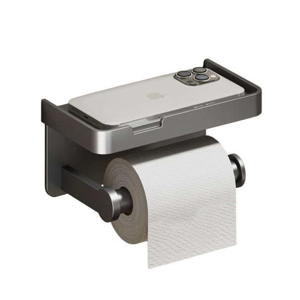 Suporte para papel higiénico em liga de alumínio Sem perfuração Suporte de parede para casa de banho e cozinha Montagem adesiva Acessório prateado