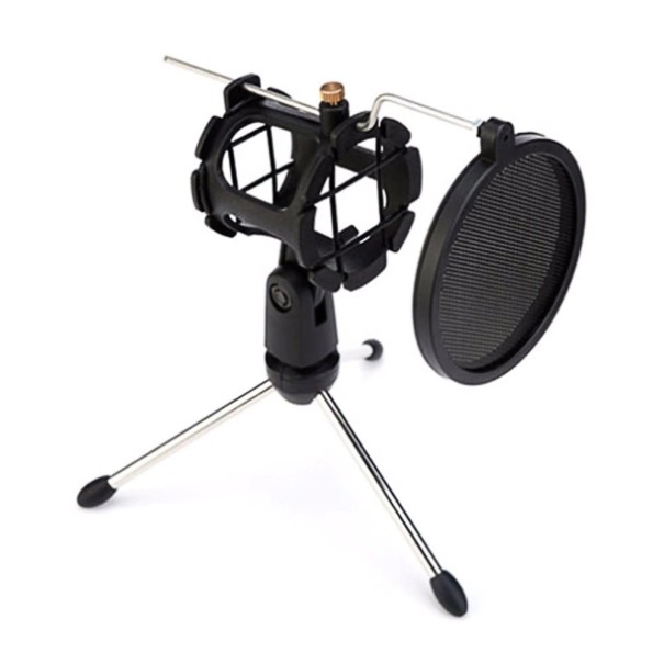 Support de microphone avec support antivibratoire et filtre anti-pop 1
