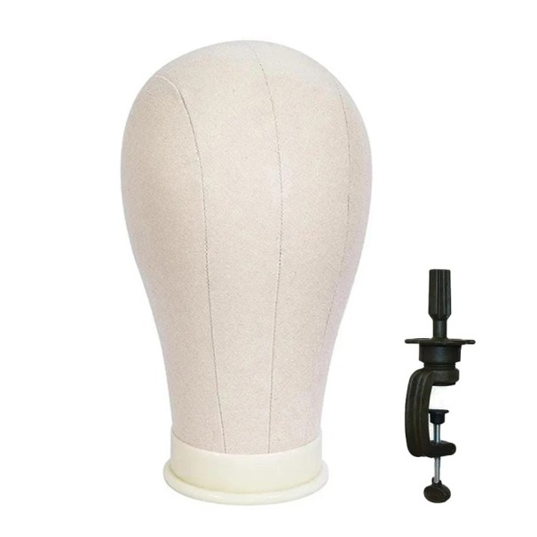 Support de perruques avec fixation de table, circonférence de tête 55,88 cm Tissu de qualité pour salons de coiffure et usage domestique blanc